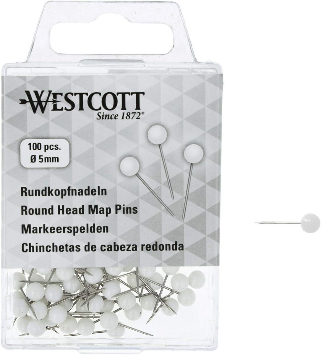 Ronde kopnaalden - 100 stuks, 5 mm diameter, 16 mm lang - Wit