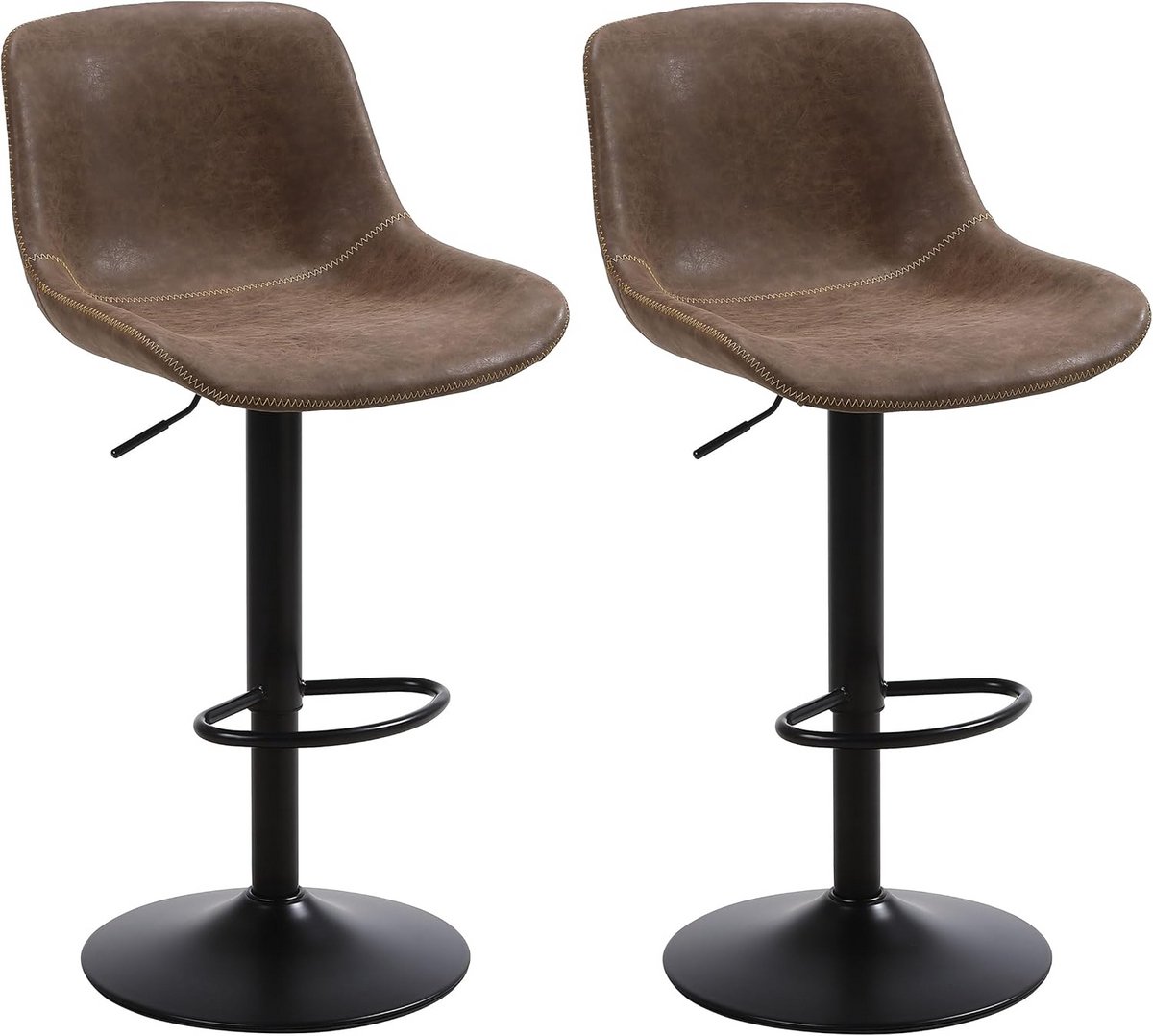 Verstelbare Barkrukken Set van 2 - Draaibare Houten Barkrukken voor Keuken en Eetbar