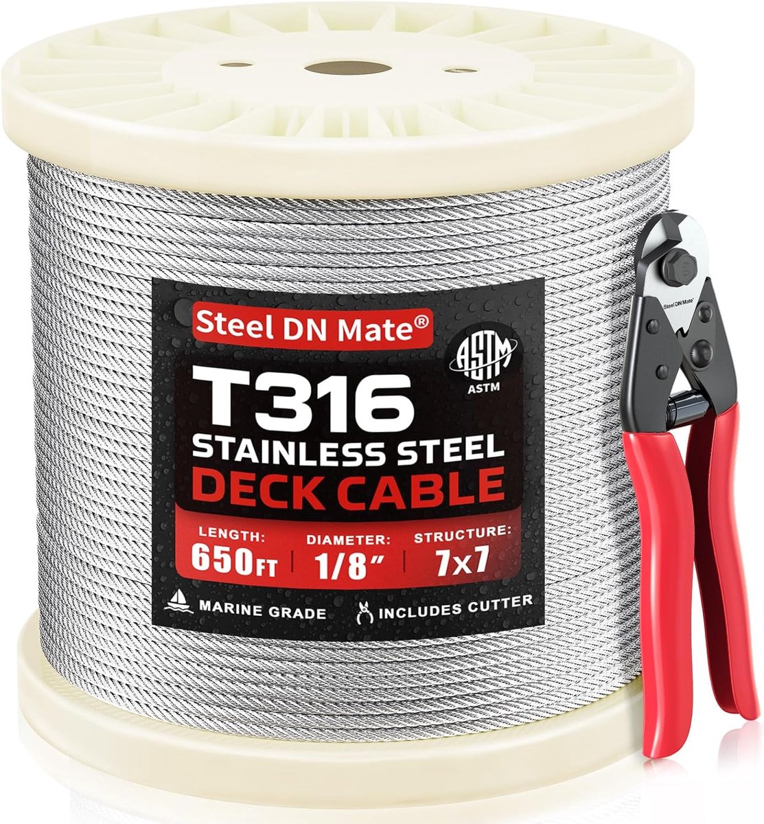Roestvrijstalen kabel 1/8" voor kabel reling en DIY balustrades