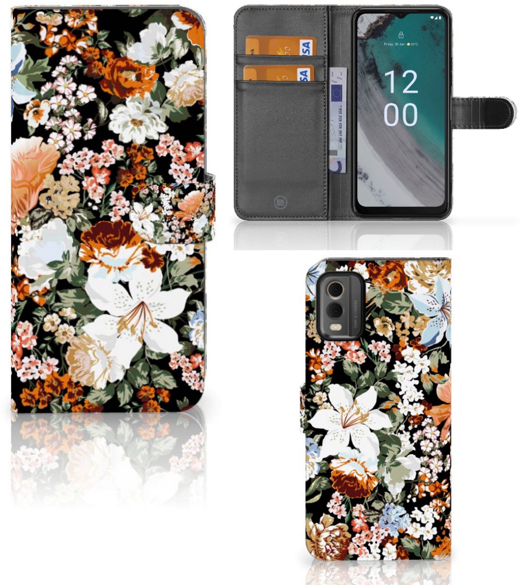 Hoesje voor Nokia C32 Dark Flowers