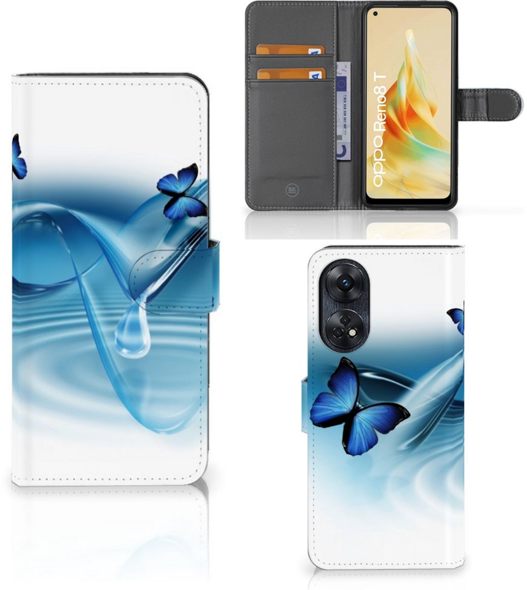 OPPO Reno8 T 4G Telefoonhoesje met Pasjes Vlinders