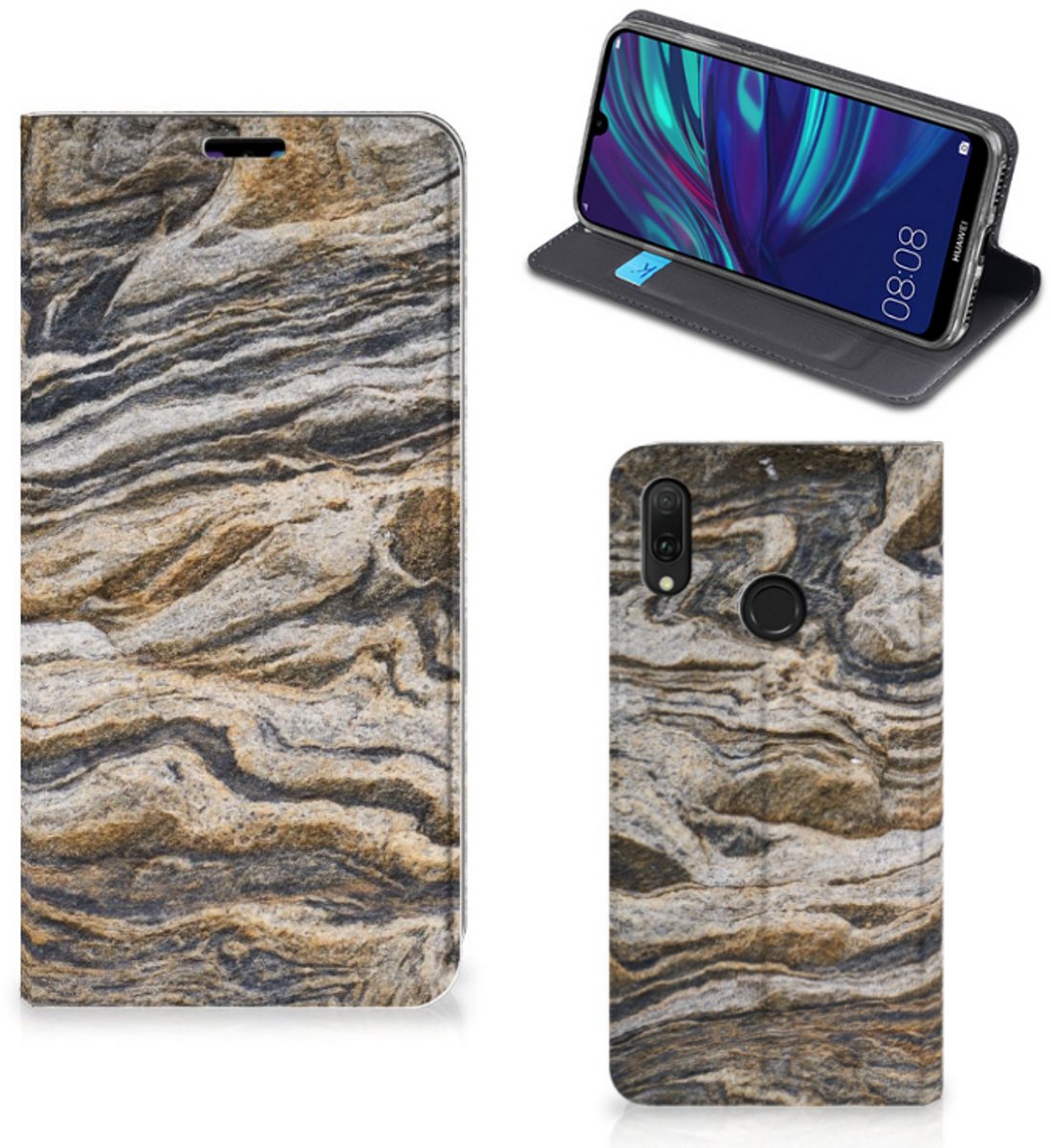 Huawei Y7 hoesje Y7 Pro (2019) Standcase Steen