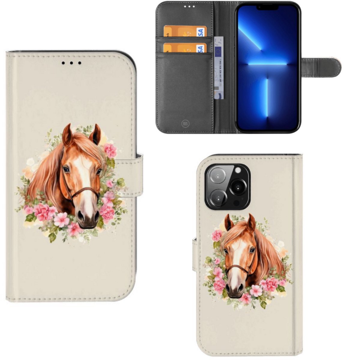 Telefoonhoesje met Pasjes voor iPhone 13 Pro Max Paard