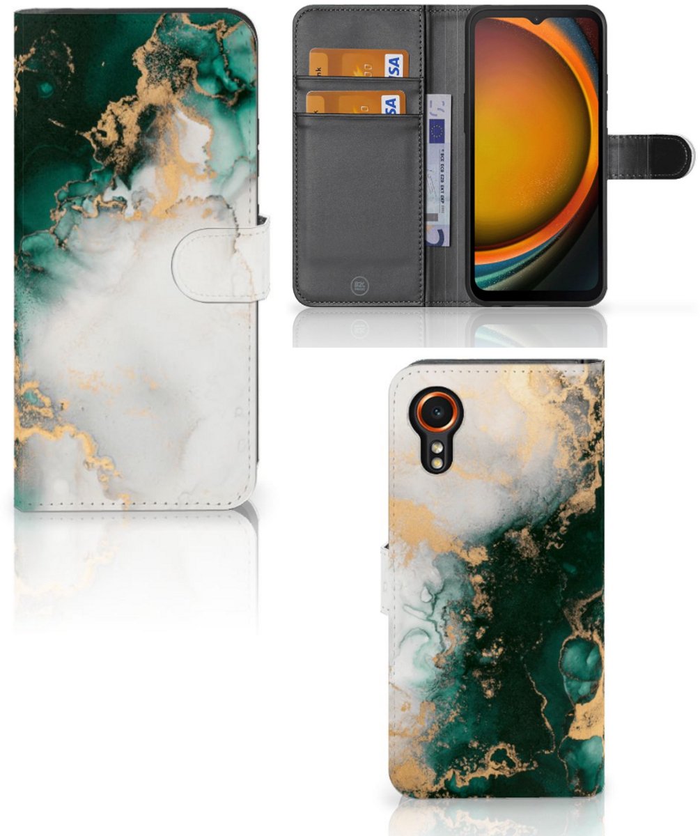 Boekhoesje voor Bookcase voor Samsung Galaxy Xcover 7 Marmer Groen