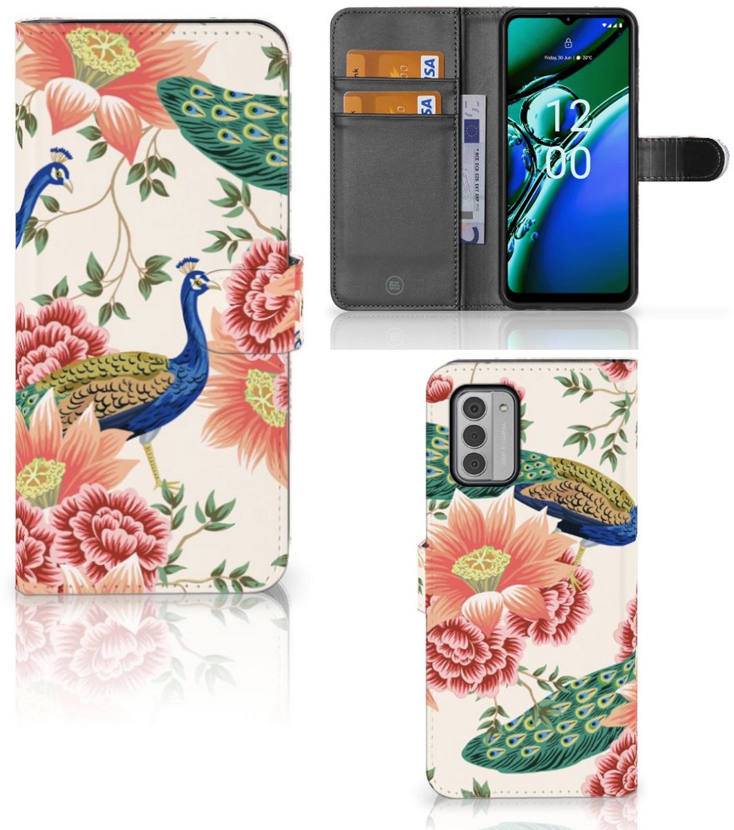 Telefoonhoesje met Pasjes voor Nokia G42 Pink Peacock