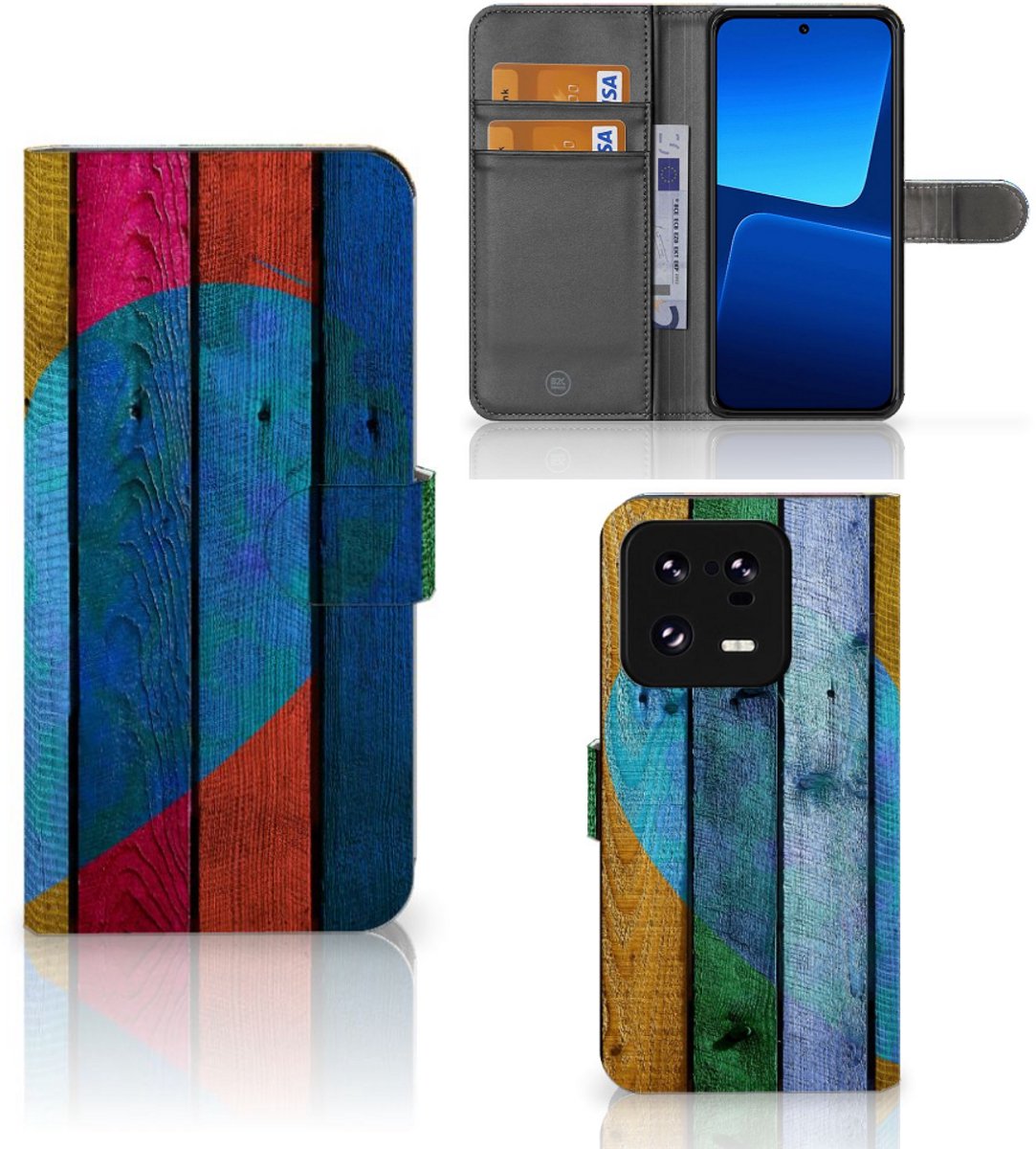 Xiaomi 13 Pro Book Style Case Wood Heart - Cadeau voor je Vriend
