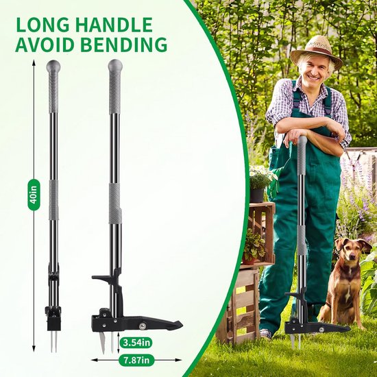 Onkruidtrekker met lange steel en stalen 4-klauw ontwerp voor gazononderhoud — afbeelding 3