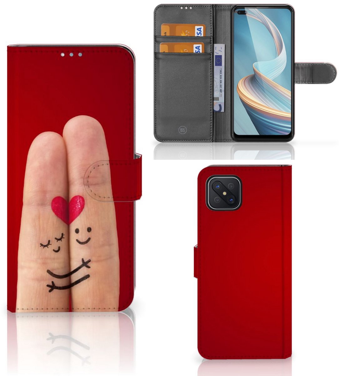 OPPO Reno4 Z Wallet Case met Pasjes Liefde - Origineel Romantisch Cadeau