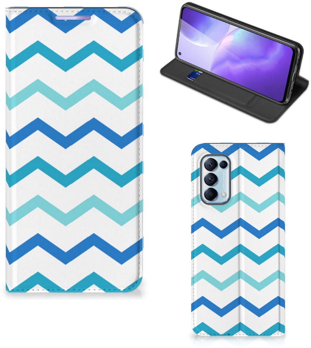 OPPO Find X3 Lite Hoesje met Magneet Zigzag Blauw