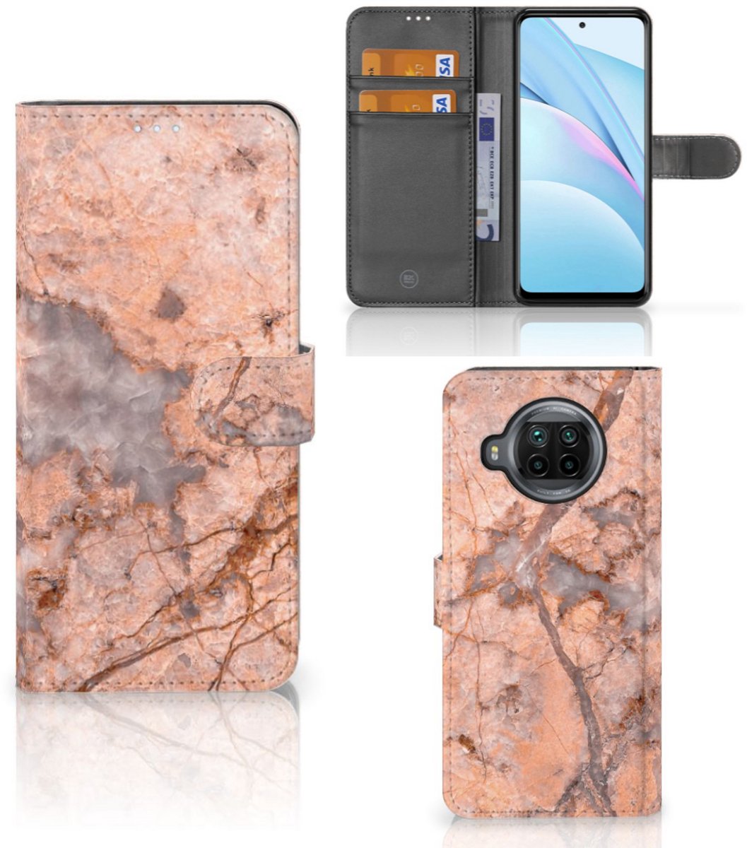 Boekhoesje voor Xiaomi Mi 10T Lite Bookcase Marmer Oranje