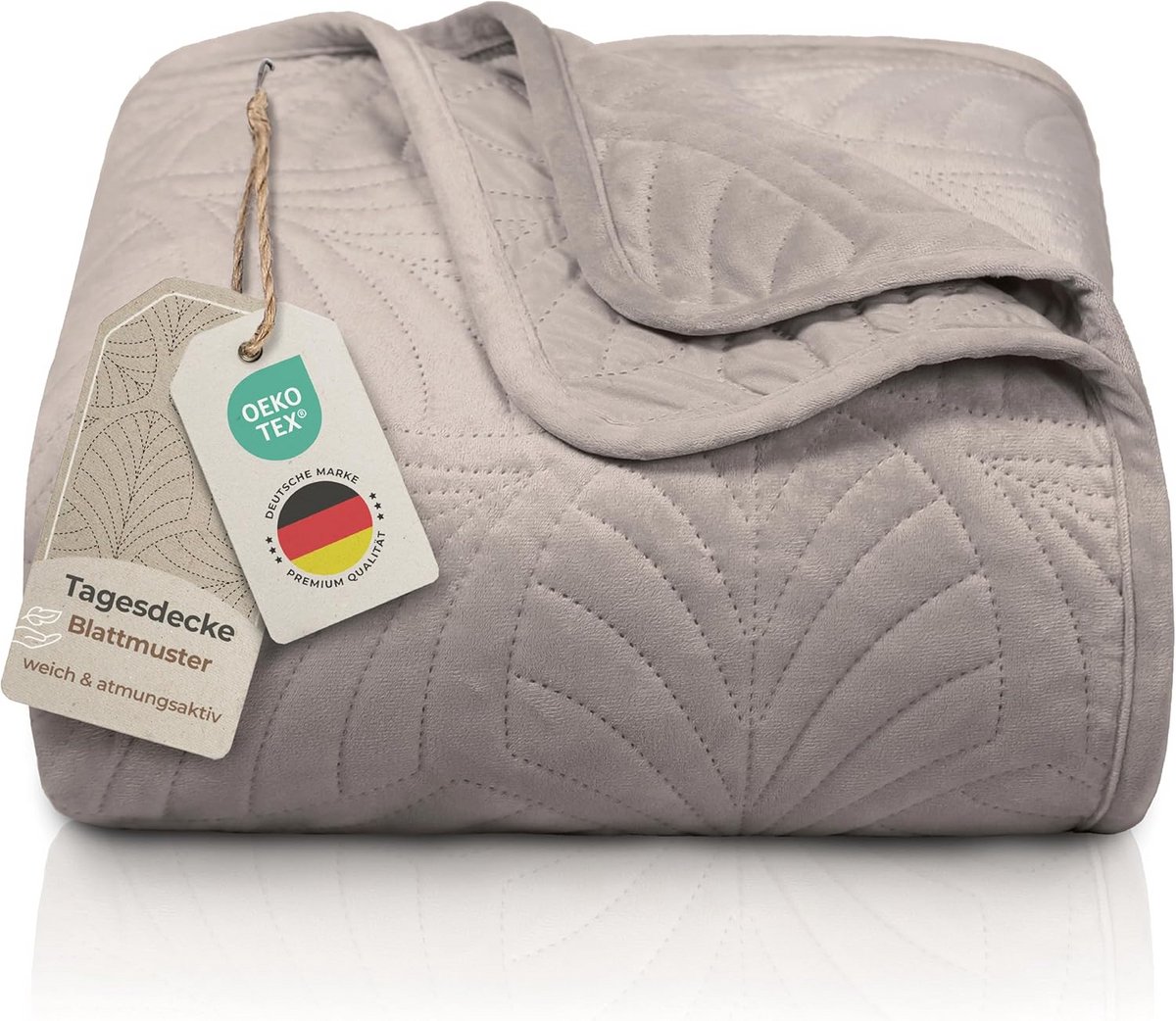 Premium sprei - Decoratieve deken - Woonkamer aankleden - Decoratief bladmotief - 200x220 cm - Grijs