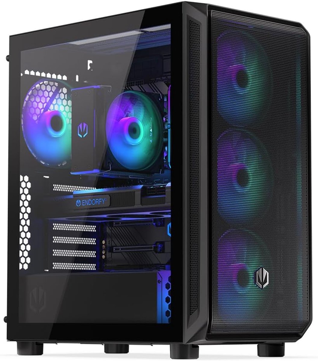 Ruime Gaming PC Behuizing met 4 ARGB Ventilatoren en glas zijwand