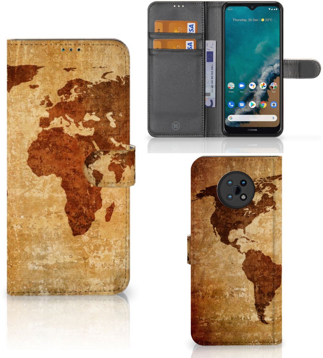 Nokia G50 Flip Cover Wereldkaart