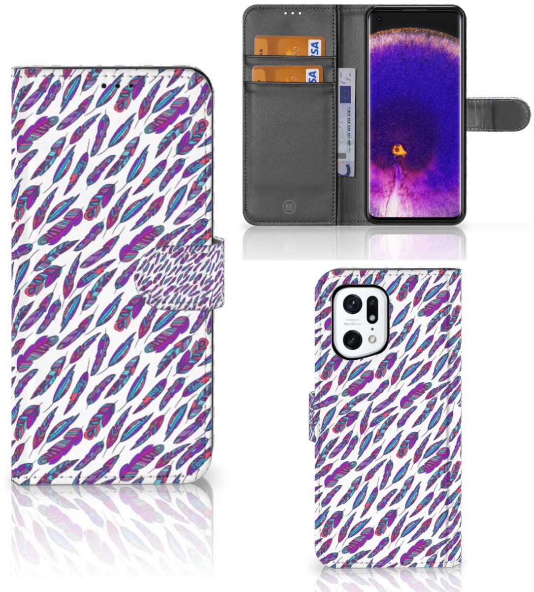 OPPO Find X5 Pro Telefoon Hoesje Feathers Color