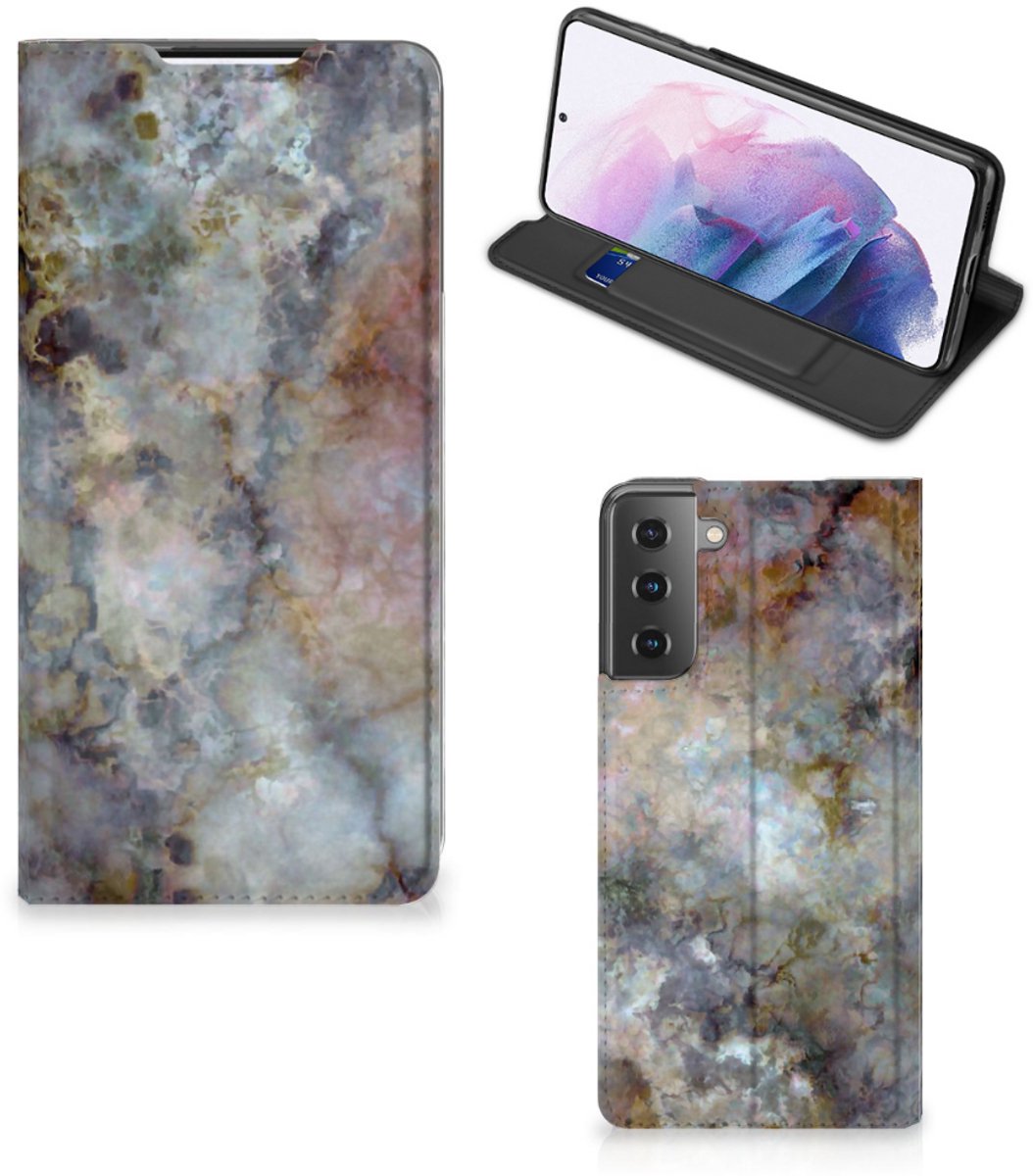 Samsung Galaxy S21 Plus Standcase Marmer Grijs