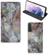 Bookcase Samsung Galaxy S21 Plus Smart Cover Marble Grijs