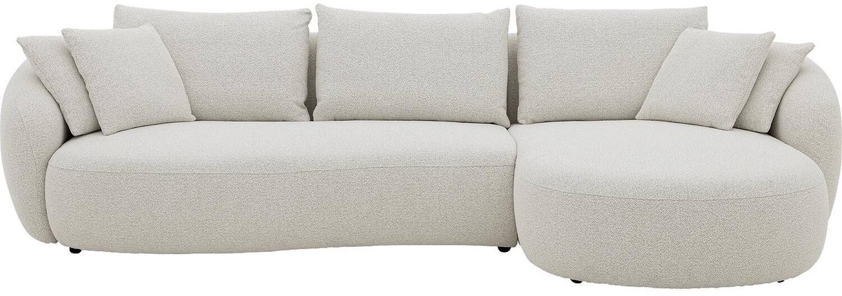 Goossens Ava Hoekbank - Stof - Beige - 334 x 83 x 175 cm - Rechts