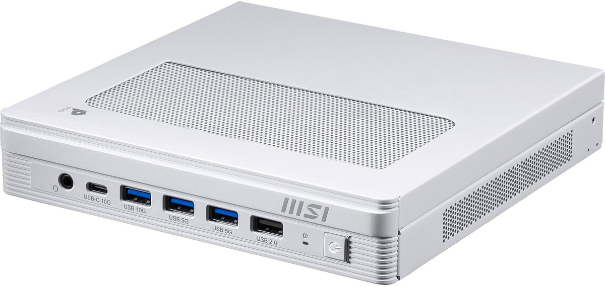 MSI PRO DP10 A14MG-007BEU PC's/werkstation Intel® Pentium® Gold G7400 1,1L maat pc Mini PC barebone Wit