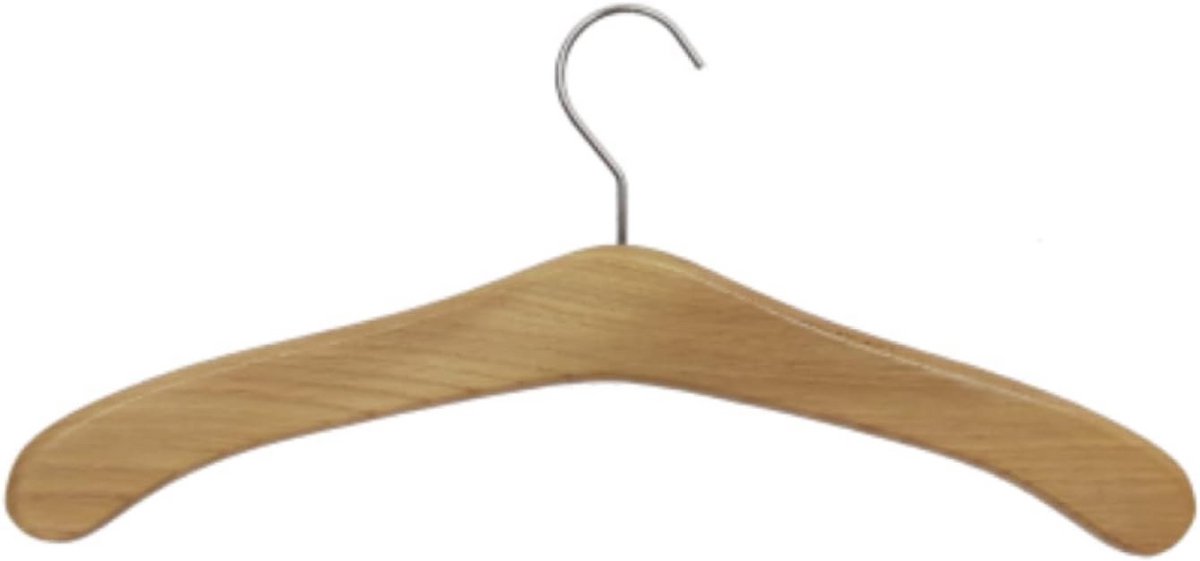 5x Garderobehanger Eikenhout Naturel Gelakt - Stevige Houten Kledinghangers