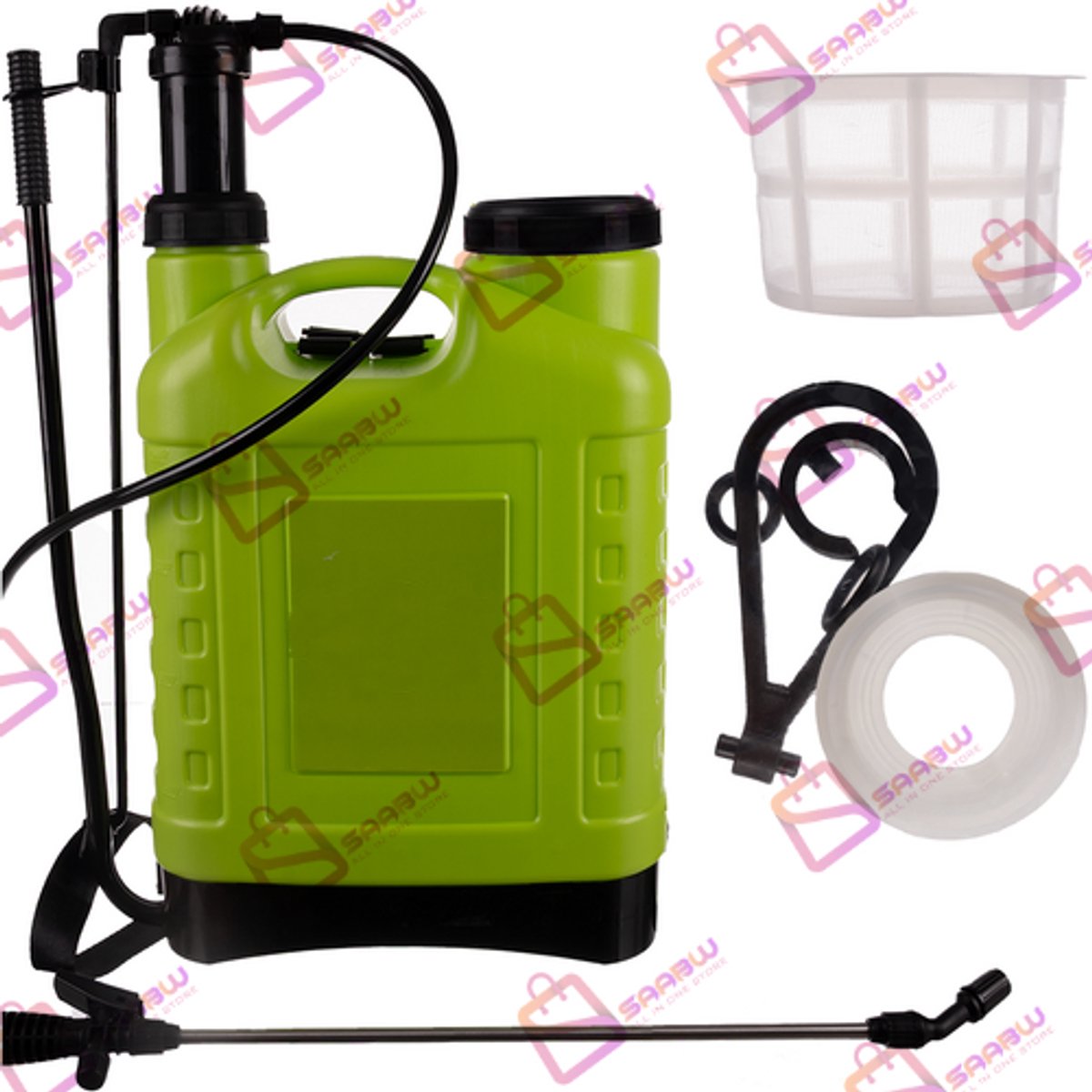 16L Rugspuit Drukspuit Met Lans – 170cm Slang – Groen – Handdruk Vernevelaar met Draagriem – drukspuit – 55769