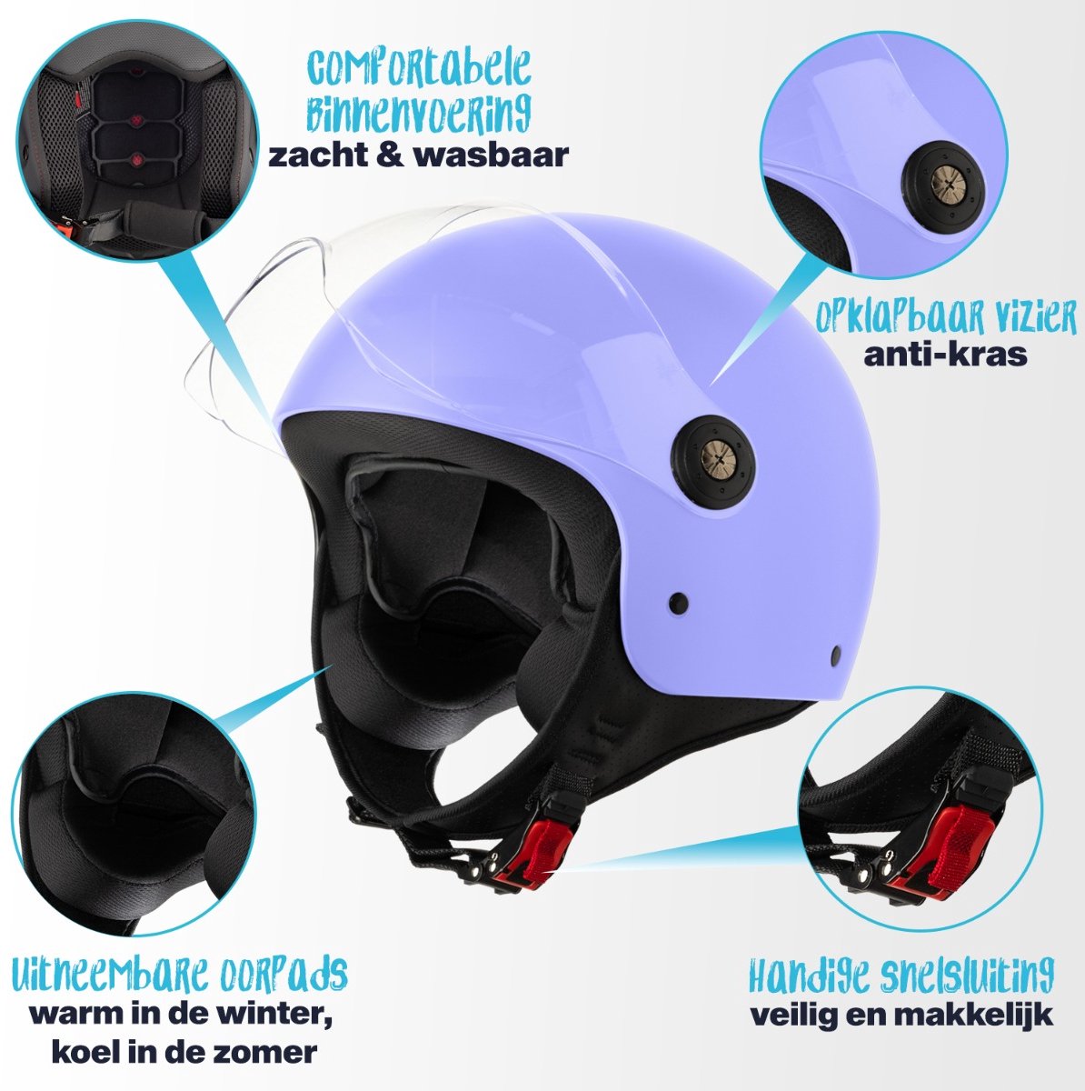 VINZ Duoro Jethelm - Paars - Scooterhelm Dames - Motorhelm Vrouw - ECE 22.06 - M – foto 2