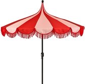 Mica Decorations Kim Parasol Rayé Met Housse de Transport - Parasol sur Pied 238 x Ø235 cm - Parasol de Jardin ou de Balcon - Polyester, Acier - Rouge