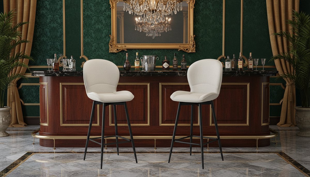 Barkrukken Set van 2er – 75 cm Sitzhöhe, 360° Drehbar, Gepolsterter Stoff & Metallgestell, Ergonomischer Barstuhl für Küche, Bar, Essbereich & Wohnzimmer – House&Garden Beige