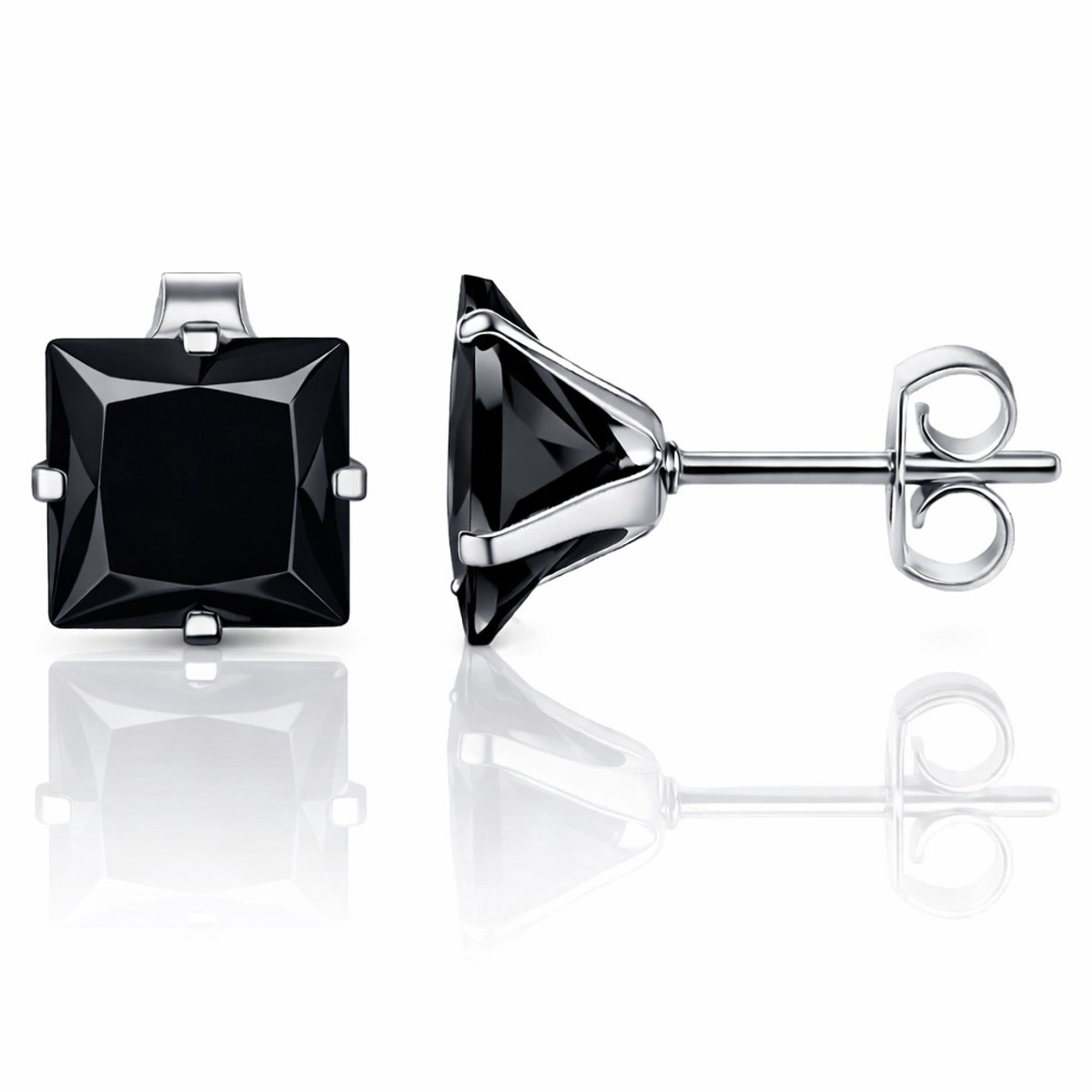 LGT Jewels Stud oorbellen Edelstaal Classic Black 6mm