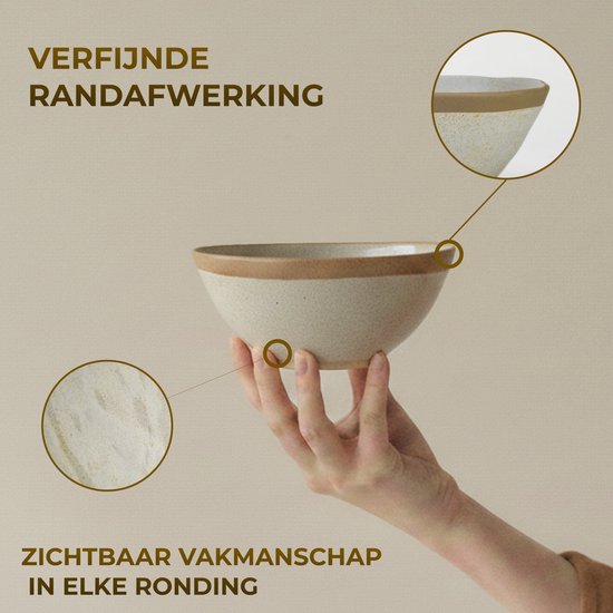 Service de table OZ Home Bricard Albi 25 pièces Porcelaine - 6 personnes - Blanc cassé (greige) avec bordure beige - Empilable - Résistant au lave-vaisselle et au micro-ondes, résistant au four
