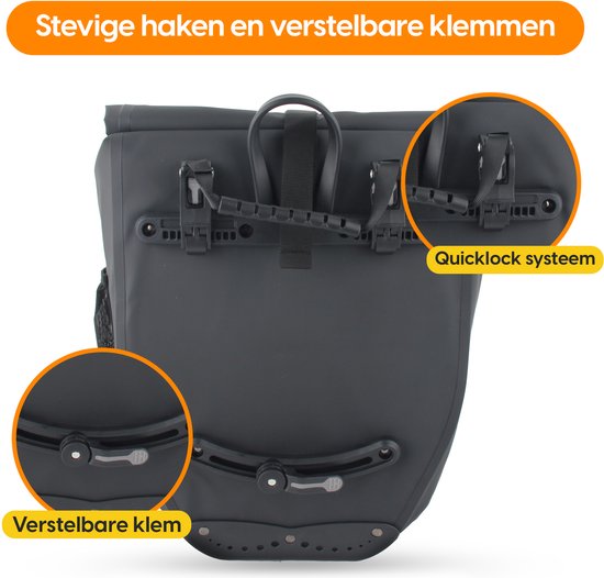 Proride® Enkele Fietstas - 100% Waterdicht - 28 Liter - Pakaftas Elektrische Fietsen - Schoudertas - Inclusief Schouderband en Laptophoes - Bagagedrager - Reflector - Magnetische sluiting - Zwart - Fietszakken van Proride — afbeelding 2