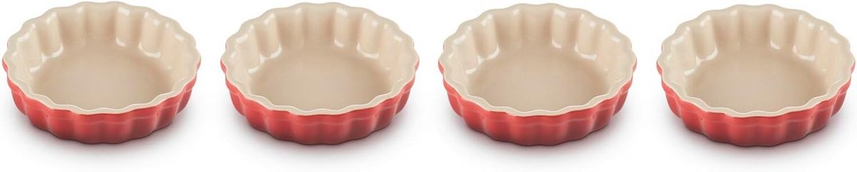 Set van 4 Aardewerk Taartvormpjes 0.2L voor Mini Quiches en Nagerechten