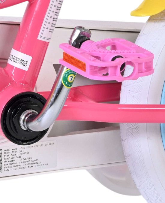 Peppa Pig Kinderfiets - Meisjes - 12 inch - Roze - Twee handremmen van Peppa Pig — afbeelding 3
