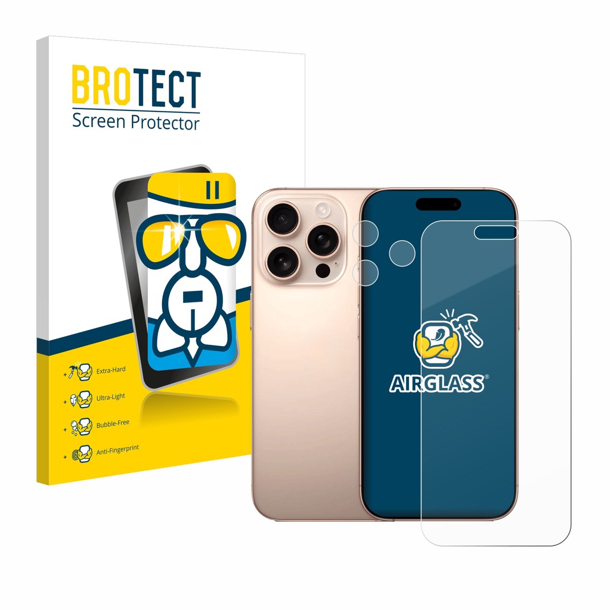 Screenprotector voor Apple iPhone 16 Pro Max (Voor+Camera) Beschermglas transparant