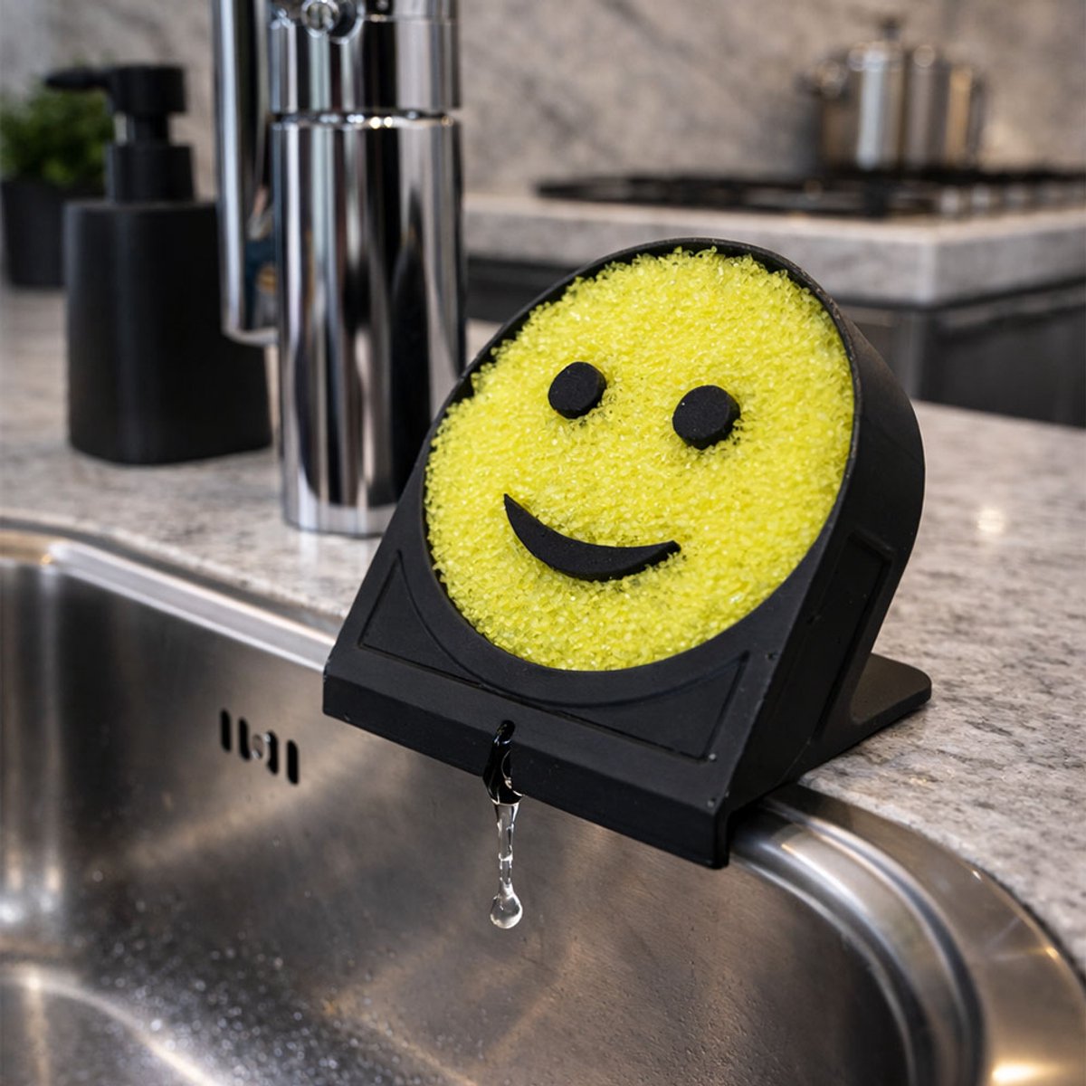 Scrub Daddy Schoonmaakspons houder met wateruitloop - Zwart