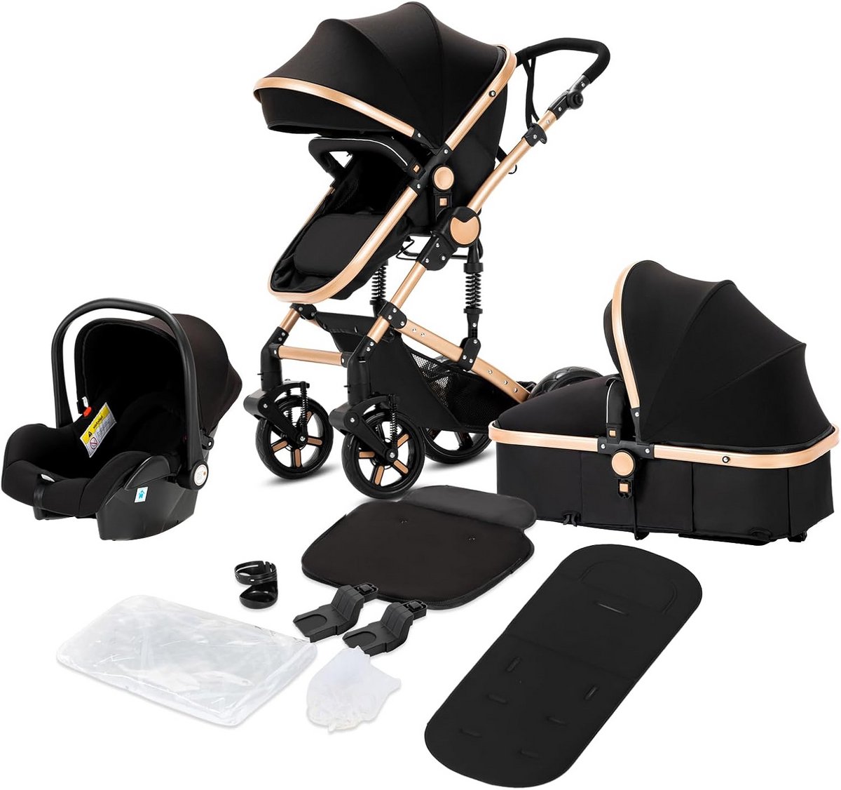 Drieweg Kinderwagen Combipakket Met Aluminium Frame Voor Pasgeborenen