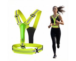 Consumerce® Reflecterend Hardloopvest met Led - Geel - Haardloopverlichting Hesje - Hardloopkleding - Hardloop Led Vest - Running Lichtjes Reflectievest
