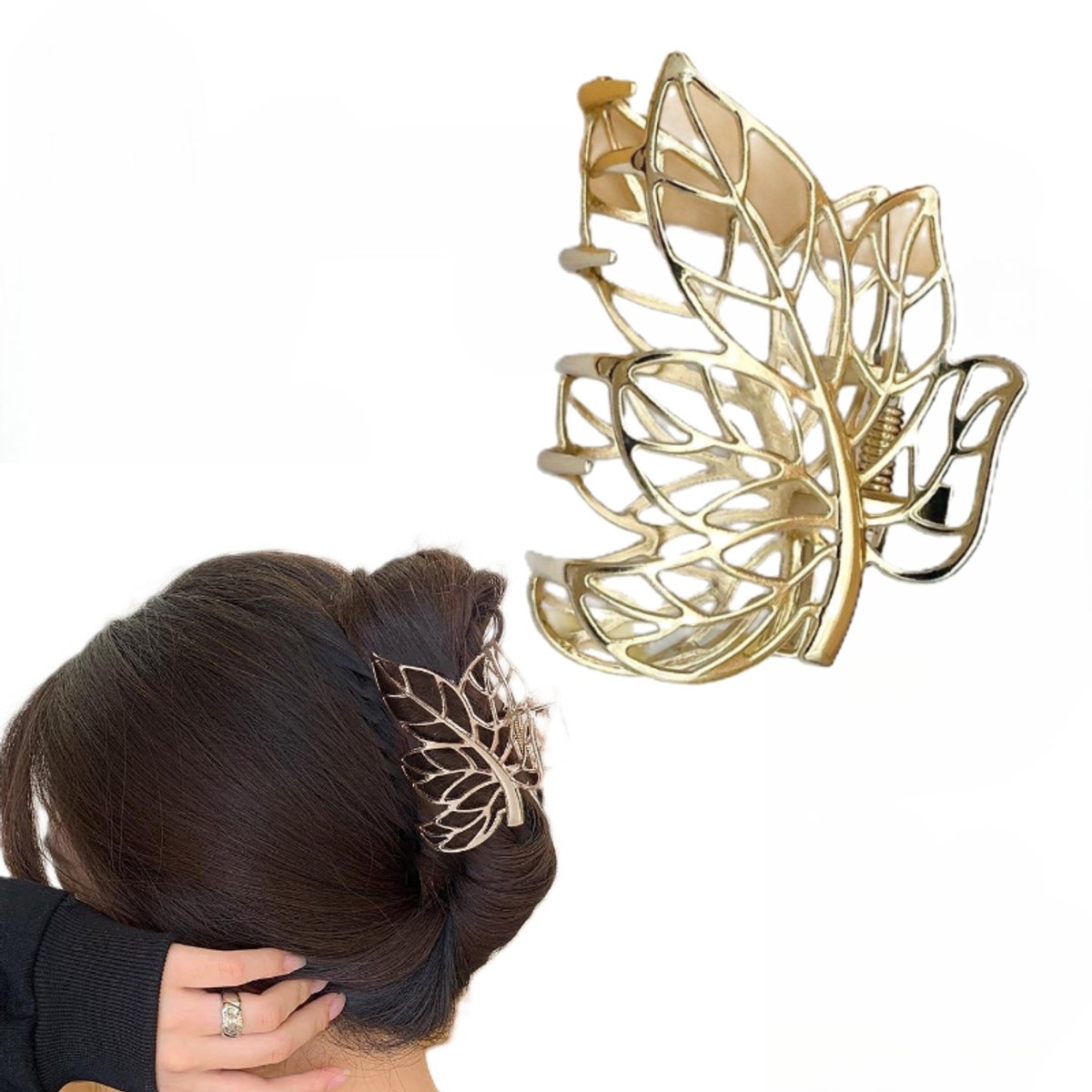 Haarklem - Blad design - Haarknip - Haar accessoire - Goudkleurige haar clip - LOUZIR