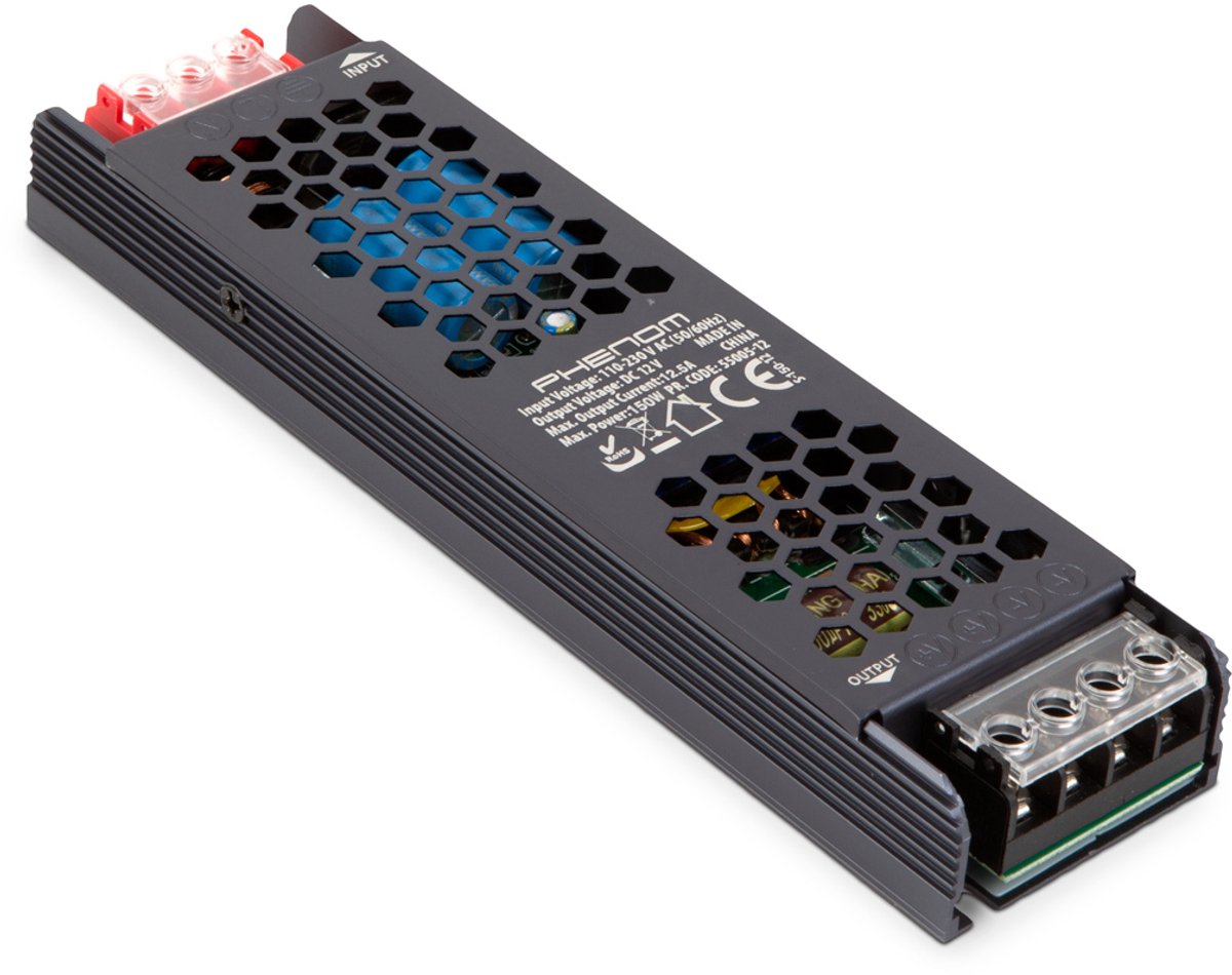 LED Voeding – Trafo – Voor o.a. LED Strip - Gestabiliseerde Netwerkvoeding Transformator 12V DC 12,5A - 150W - Geschikt voor LED-Verlichting en Industriële Toepassingen [55005-12]