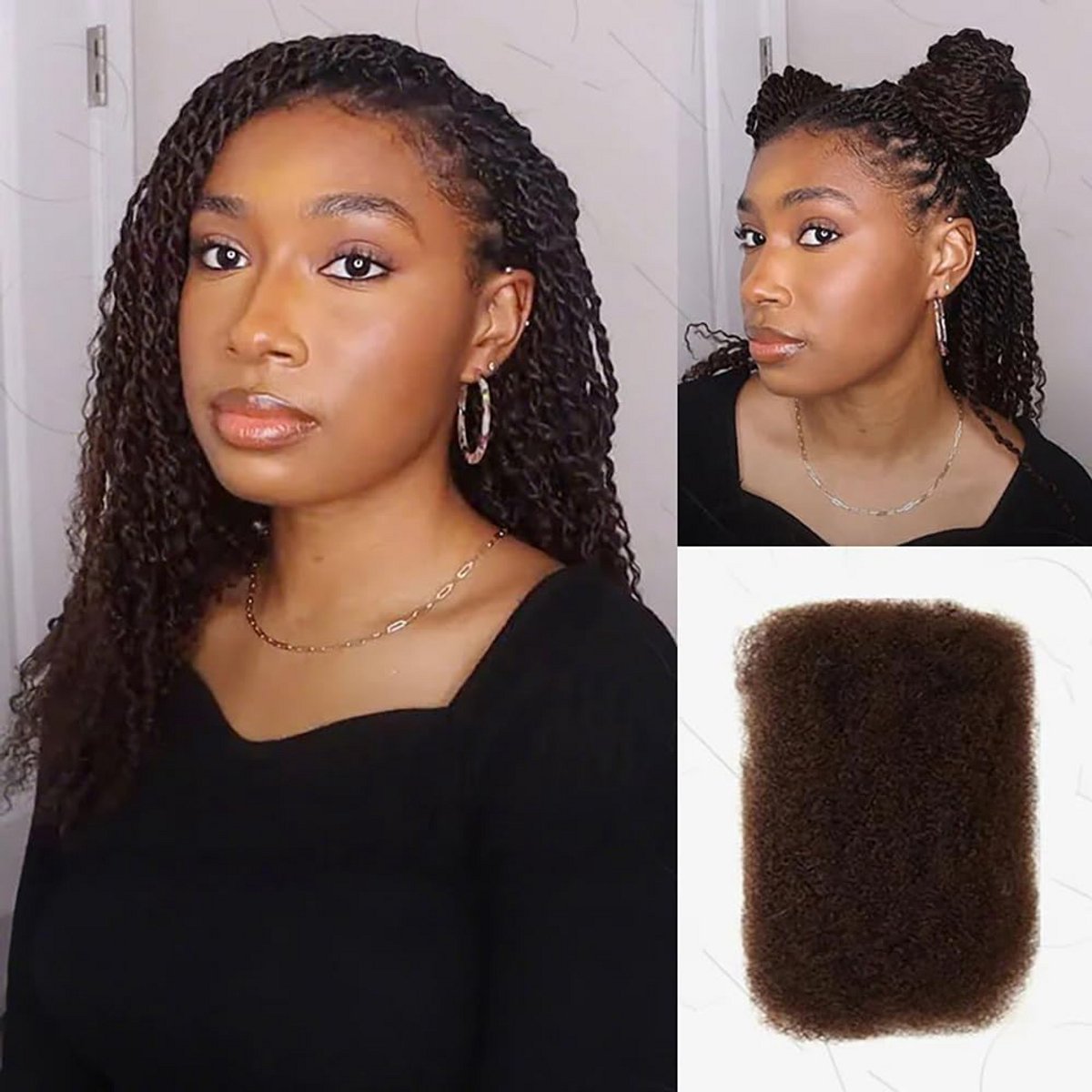 Kinky Krullend Menselijk Haar Bundels voor Locs en Extensions Donkerbruin