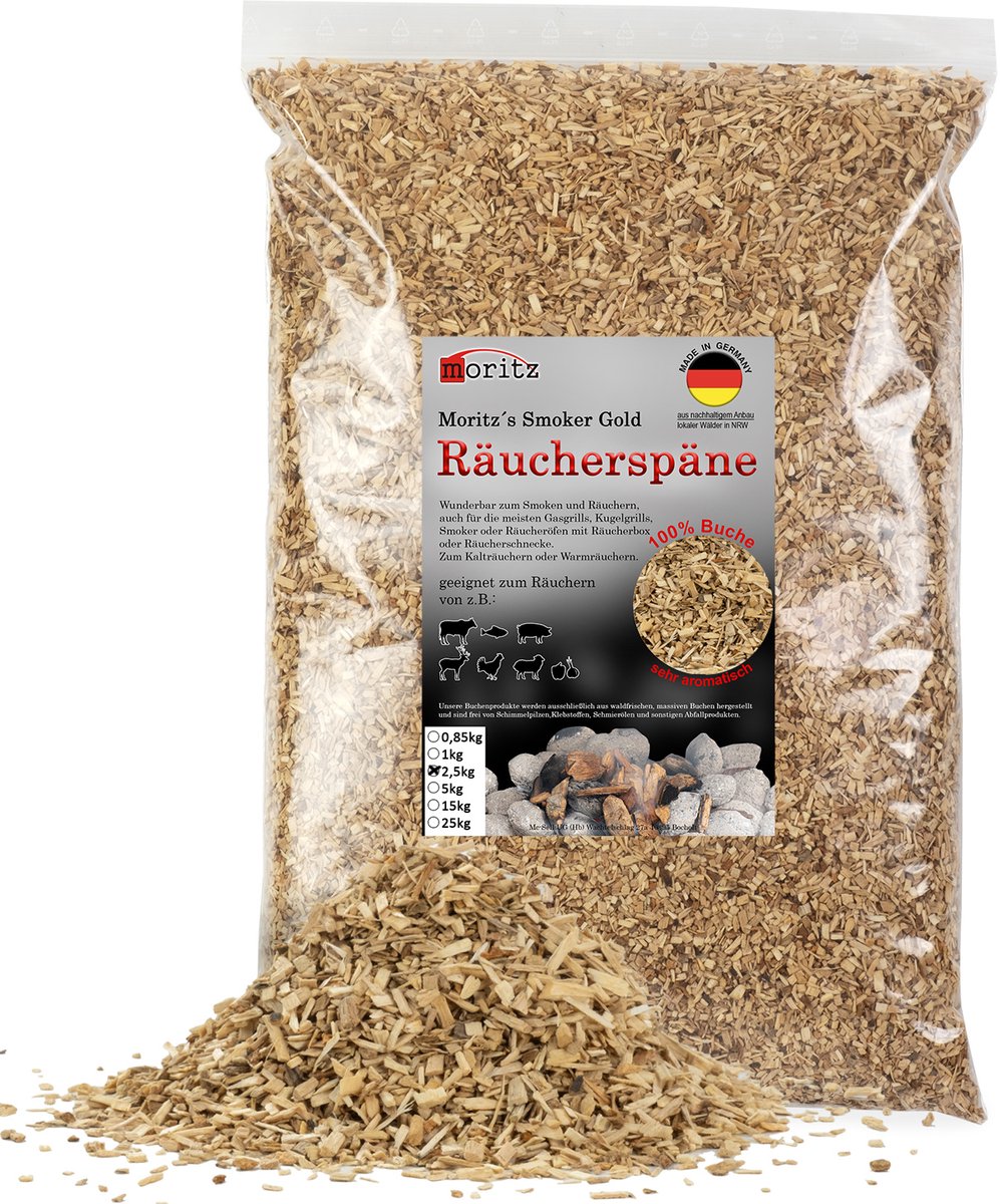 Rookspaanders beukenhout fijn 0,75–2 mm 2,5 kg