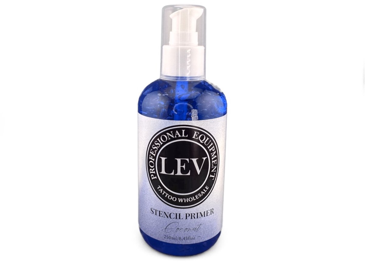LEV Stencil Primer - Coconut - 250ml | Tattoo Transfer Gel | Stencil Stuff | Stencil Crème | Tattoo Stencil Papier Sheets | Tatoeage Transfer | Overtrek Papier Tekenen | Thermisch Carbon | Tattoo Ink Design