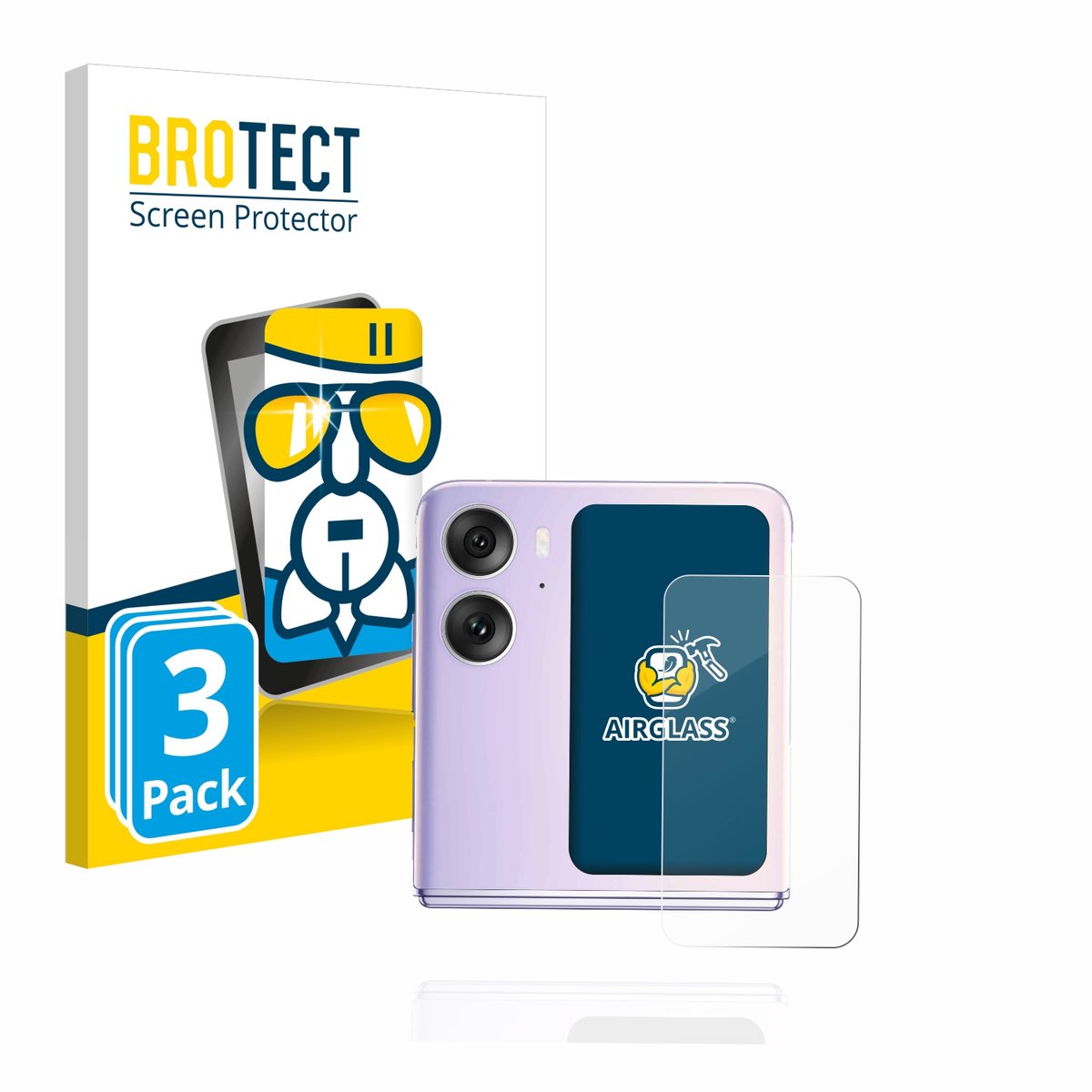 Screenprotector 3 Stuks voor Oppo Find N2 Flip (Achterdisplay) Beschermglas transparant