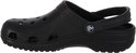 Sabot Crocs noir, profil visible, avec bride au talon et perforations.