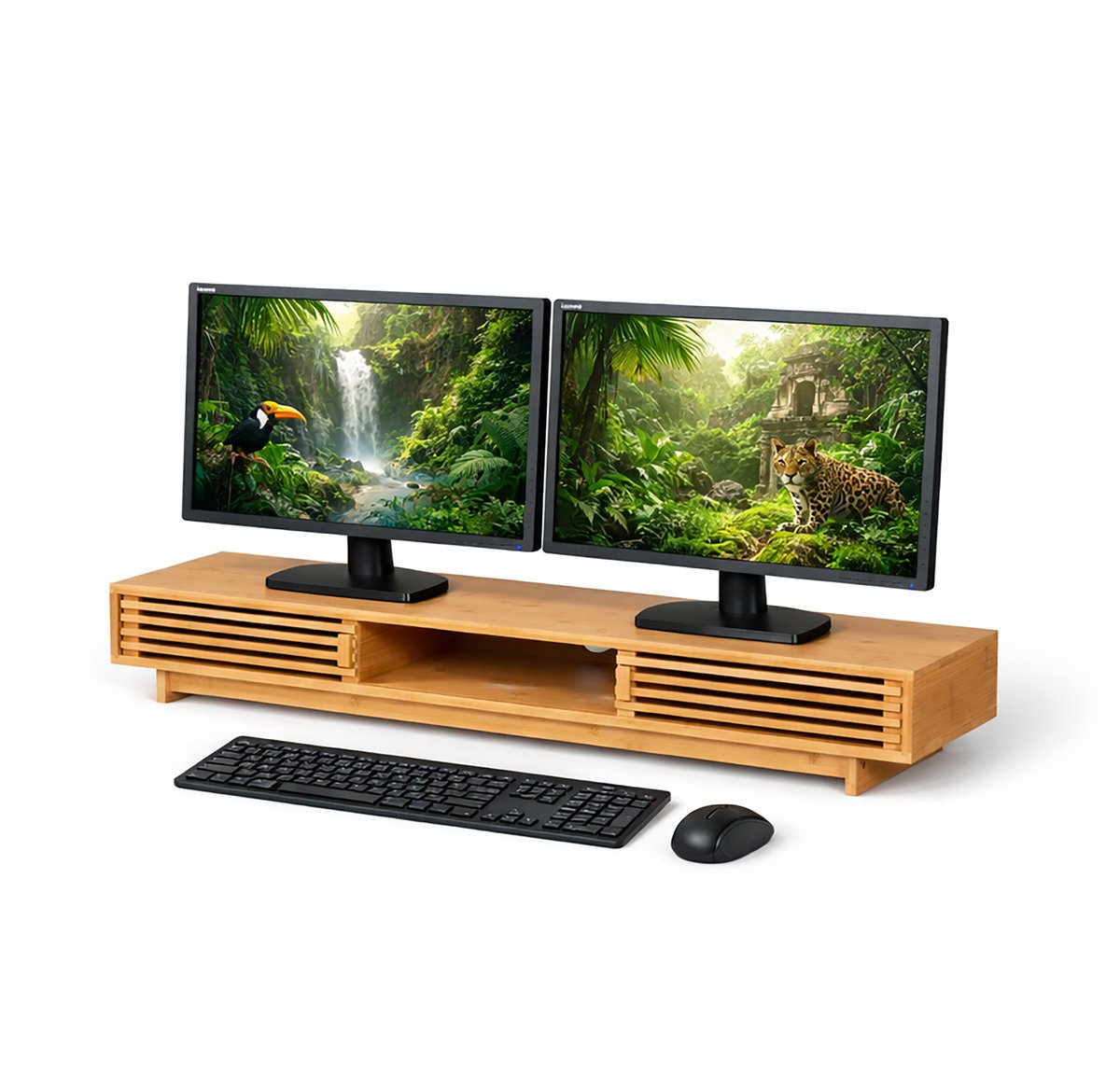 Monitorstandaard - 96,5x14x24,5 cm - naturel