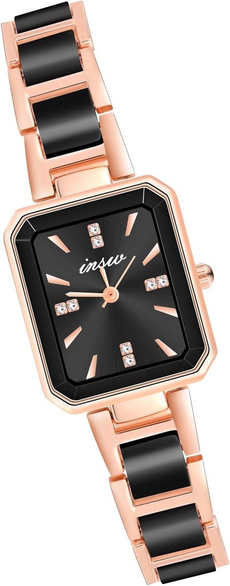 Dameshorloge Rechthoekig Analoge Wijzerplaat met Metalen Armband