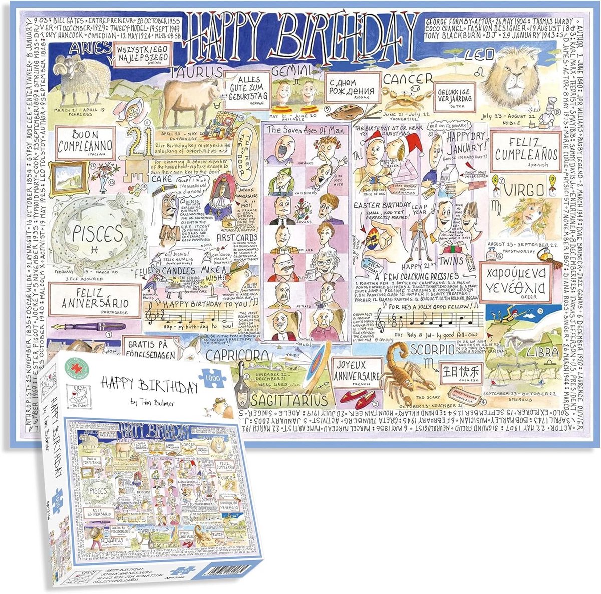1000 Stukjes Legpuzzel met Humoristisch Verjaardagsthema - Kwaliteitspuzzel