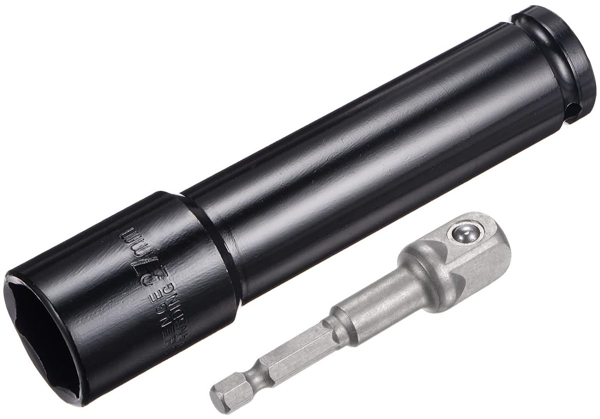 1/2 inch dopsleutel accessoireset 27 mm diepe 6-kantige dopsleutel met 6 inch lengte en 1/4 inch zeskantige adapter