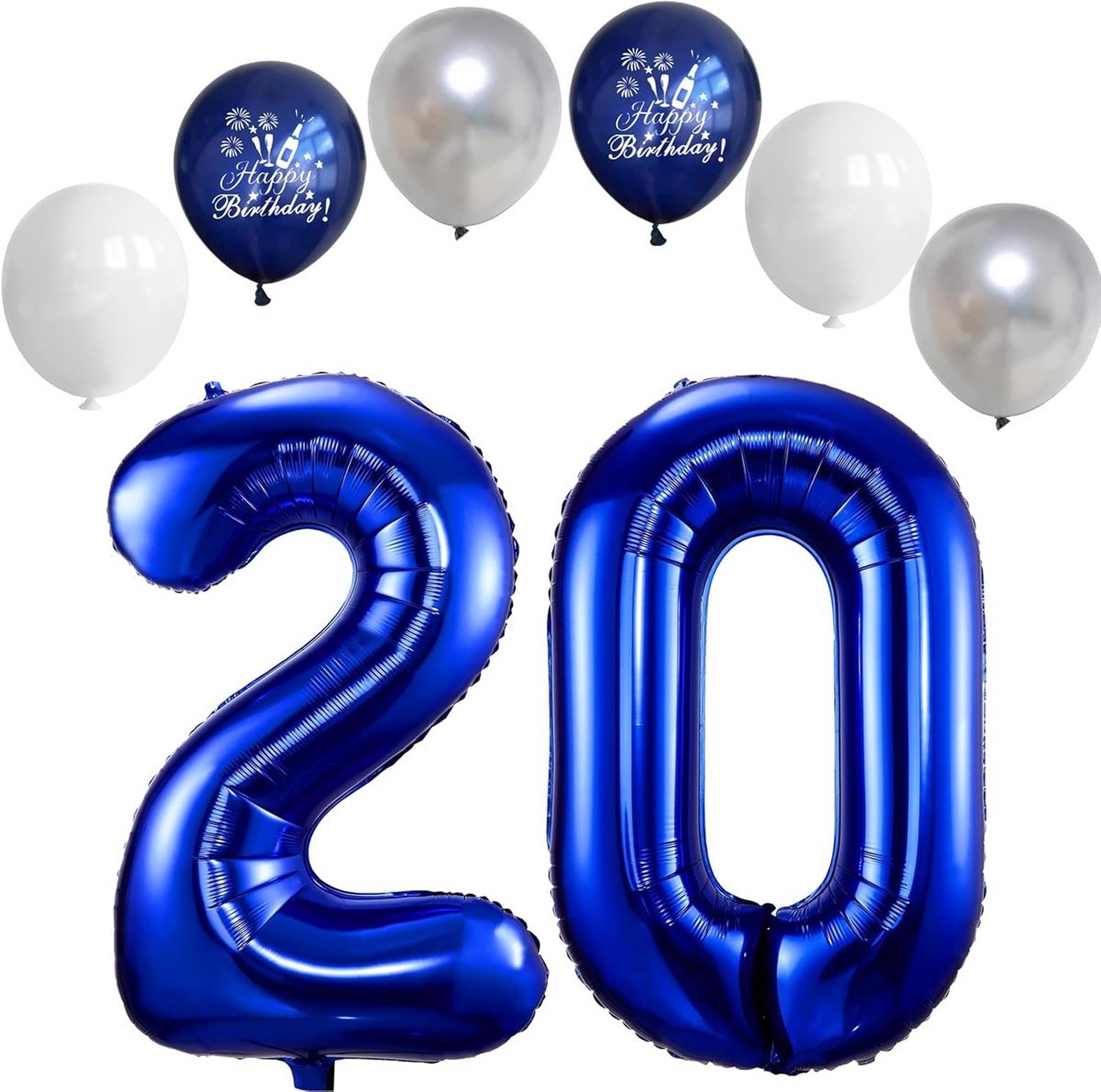 Grote Marineblauwe Folieballon Nummer 20 - 40 Inch Opblaasbaar Cijfer voor Jubileum en Verjaardag