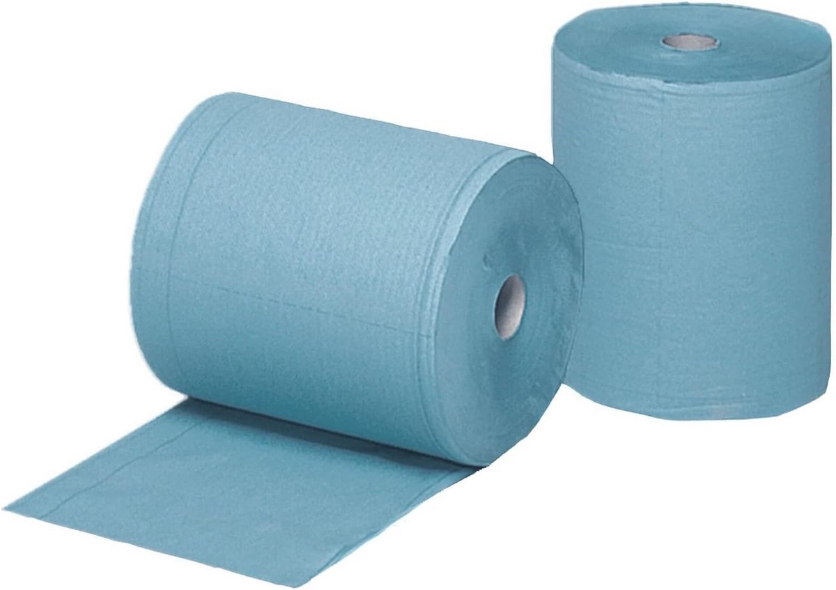 2 Rollen Poetsrollen Blauw 3-laags Extra Sterk Absorberend Schoonmaakdoek