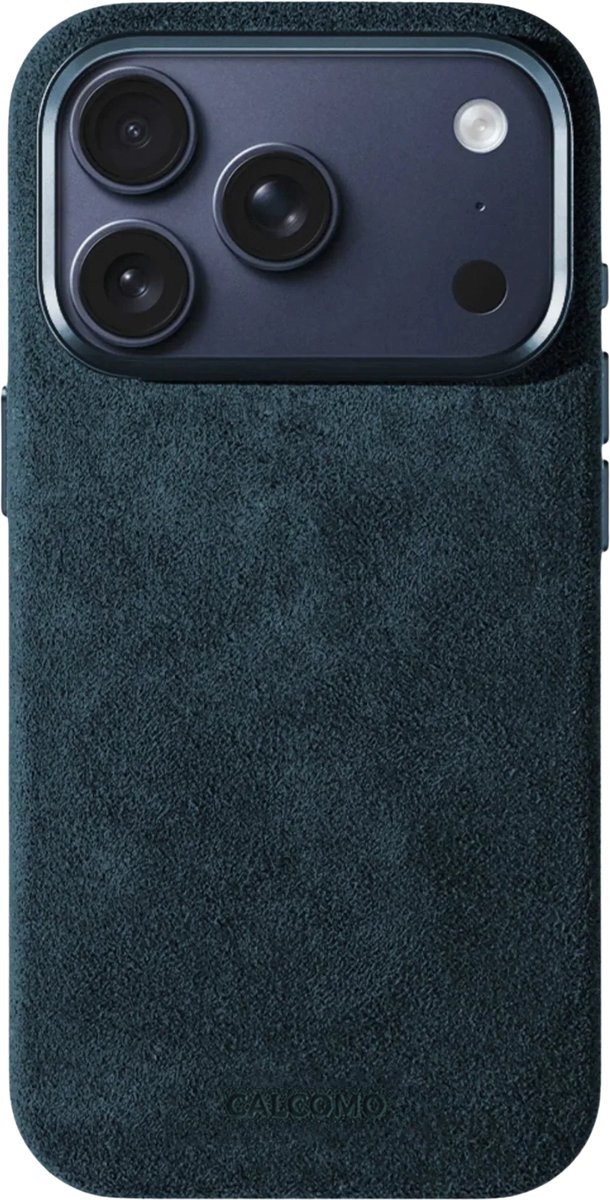Calcomo® - Alcantara Telefoonhoesje iPhone 17 Pro Max – 100% Italiaans Alcantara® – Premium Schokbestendig – Geschikt voor MagSafe – Navy Blue